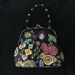 Vintage Black  Beaded Evening Bag